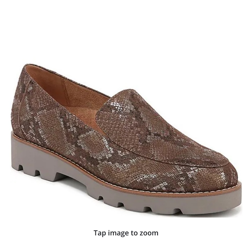 Vionic Woman's Kensley Leather Snake Print Slip-On Platform Loafers Sz 11